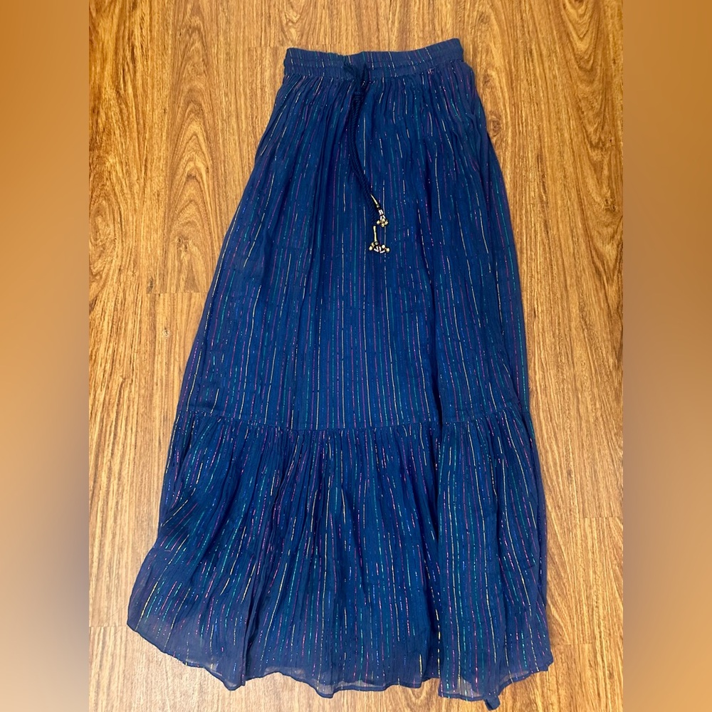 MAJORELLE NWOT Navy Maxi Skirt with Sparkly Stripes